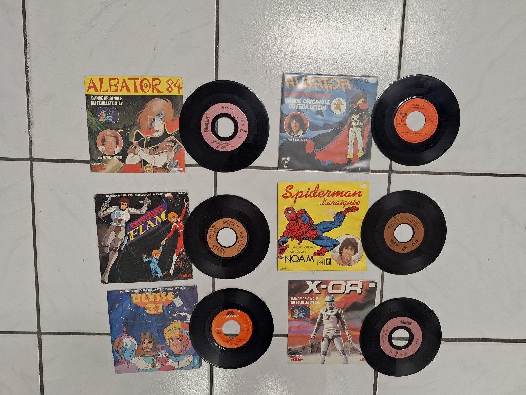 Vintage Franse vinyl singles - Alabator, Capitaine Flam, X-O, Ophalen of Verzenden, Gebruikt, Pop