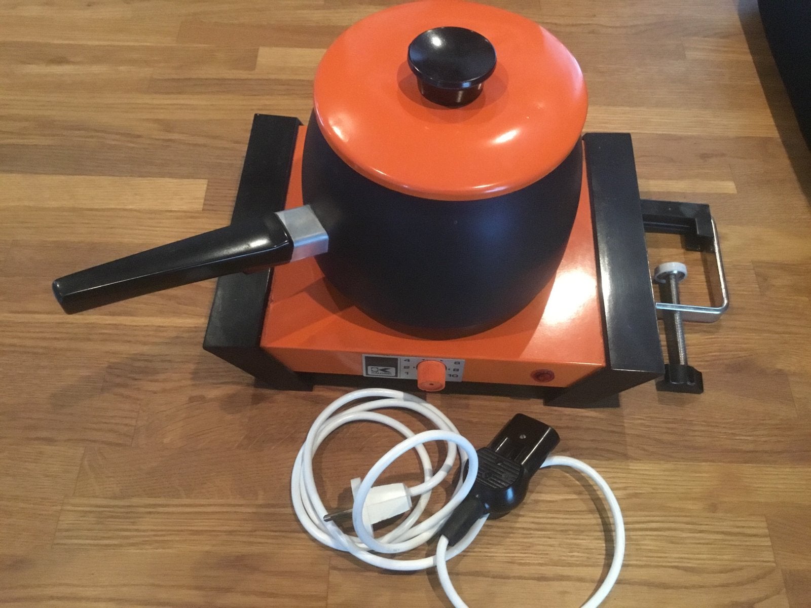 Vintage Kalorik Kookplaat met Pan - Oranje, Witgoed en Apparatuur, Kookplaten, Gebruikt, 3 kookzones of minder, Ophalen of Verzenden
