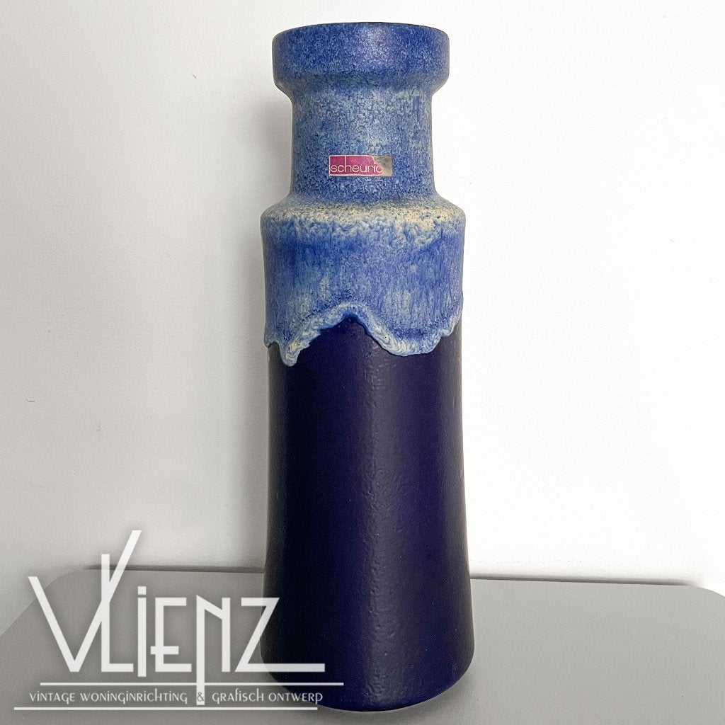 Vintage West-Germany vaas Scheurich blauw 205-32, Ophalen