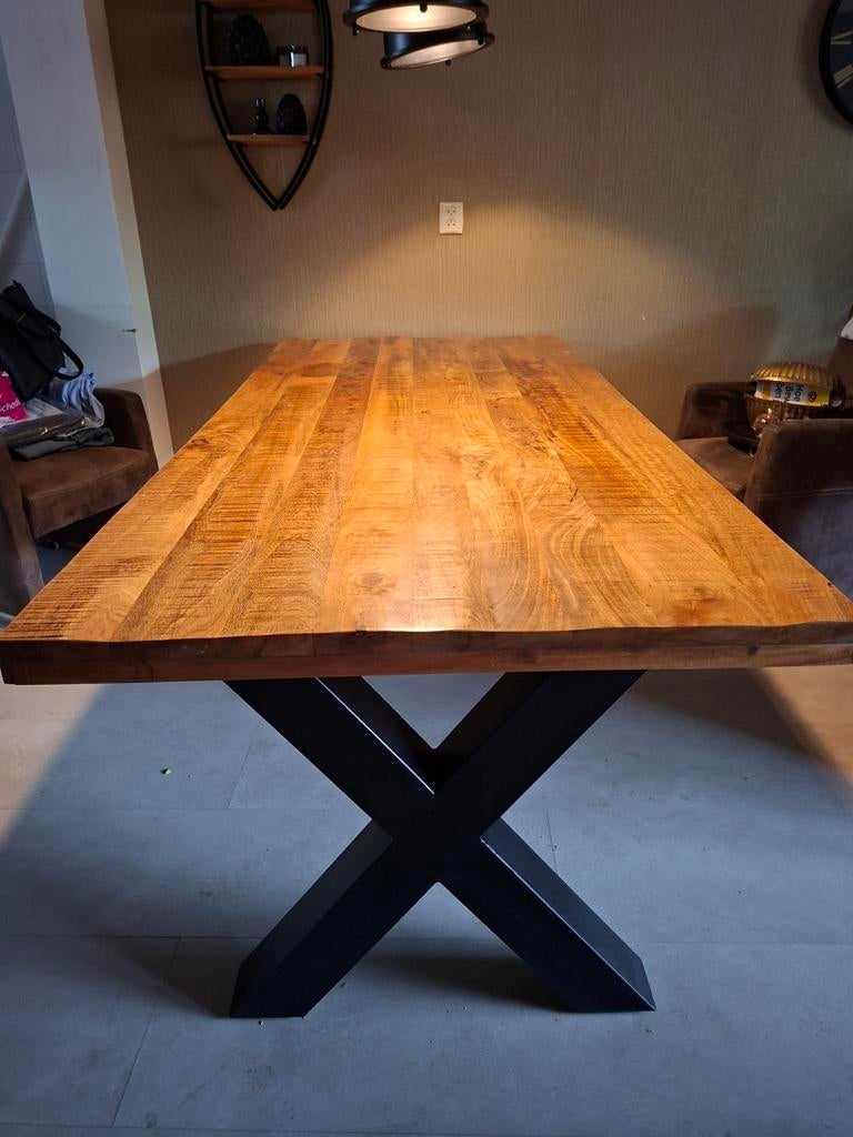 Mango Houten Eettafel 220x100 cm, Huis en Inrichting, Tafels | Eettafels, 100 tot 150 cm, 200 cm of meer, Ophalen of Verzenden