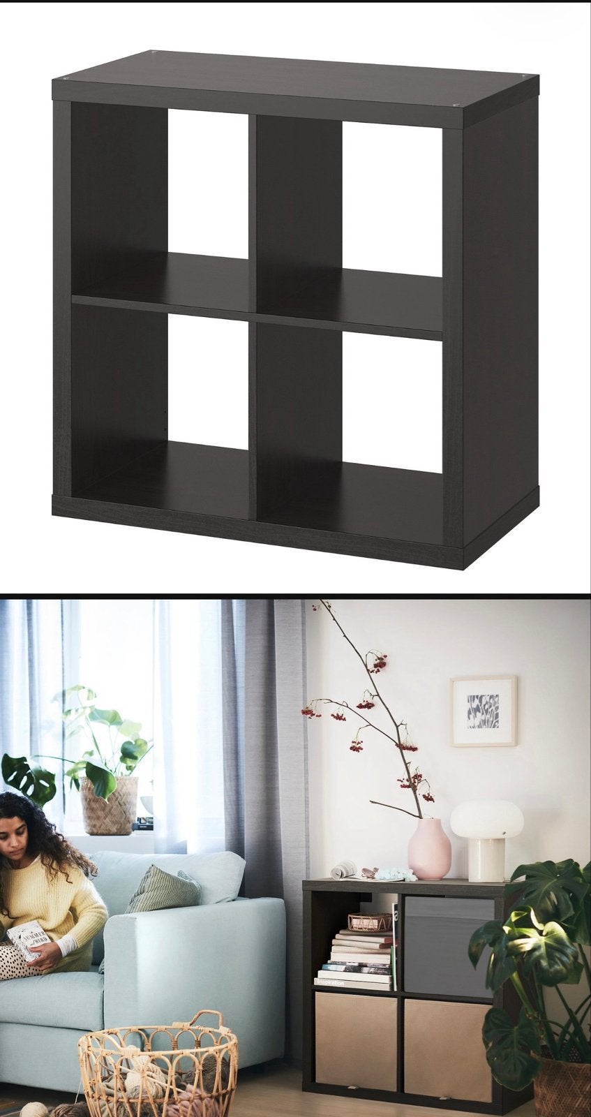 IKEA Kallax Kast 2x2 Vakken Zwartbruin - Perfect voor Opslag, Ophalen, Met plank(en), 50 tot 100 cm, Zo goed als nieuw