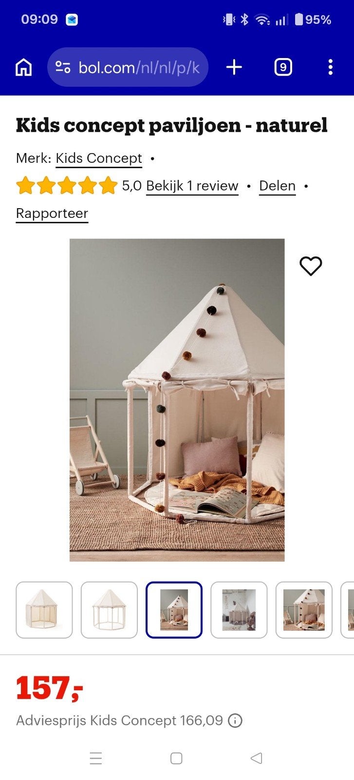 Kids Concept Paviljoentent Speeltent inclusief vloerkleed, Ophalen, Zo goed als nieuw