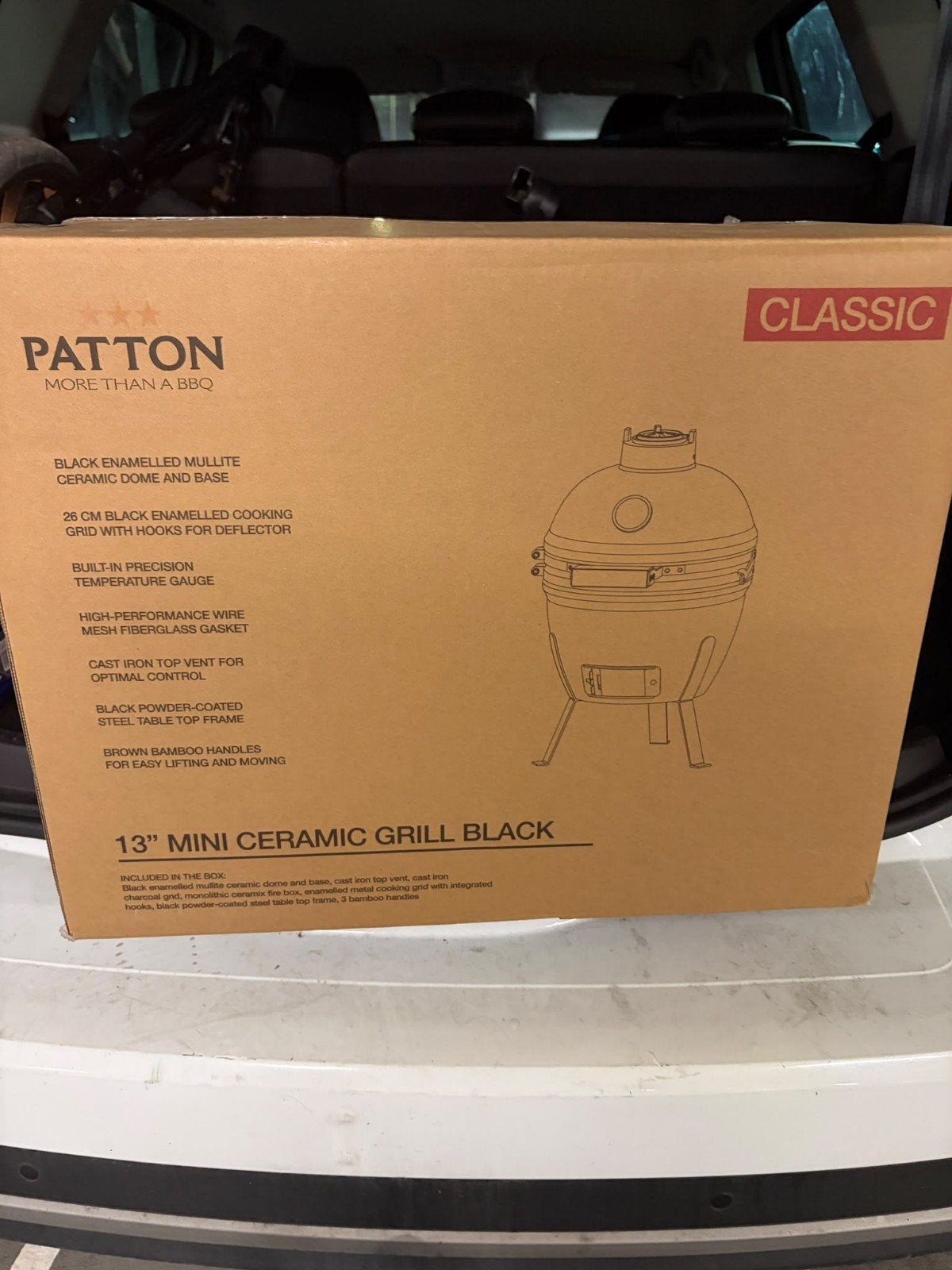 Patton Classic 13" Mini Keramische Grill Zwart, Ophalen of Verzenden, Nieuw, Patton
