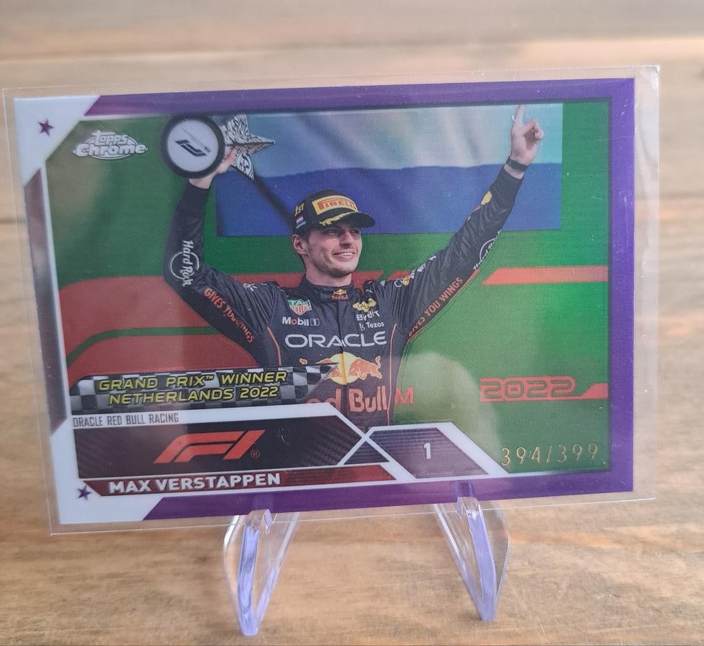 2022 Topps Chrome F1 Max Verstappen #158 Purple Refractor 39, Hobby en Vrije tijd, Verzamelkaartspellen | Overige, Verzenden, Zo goed als nieuw