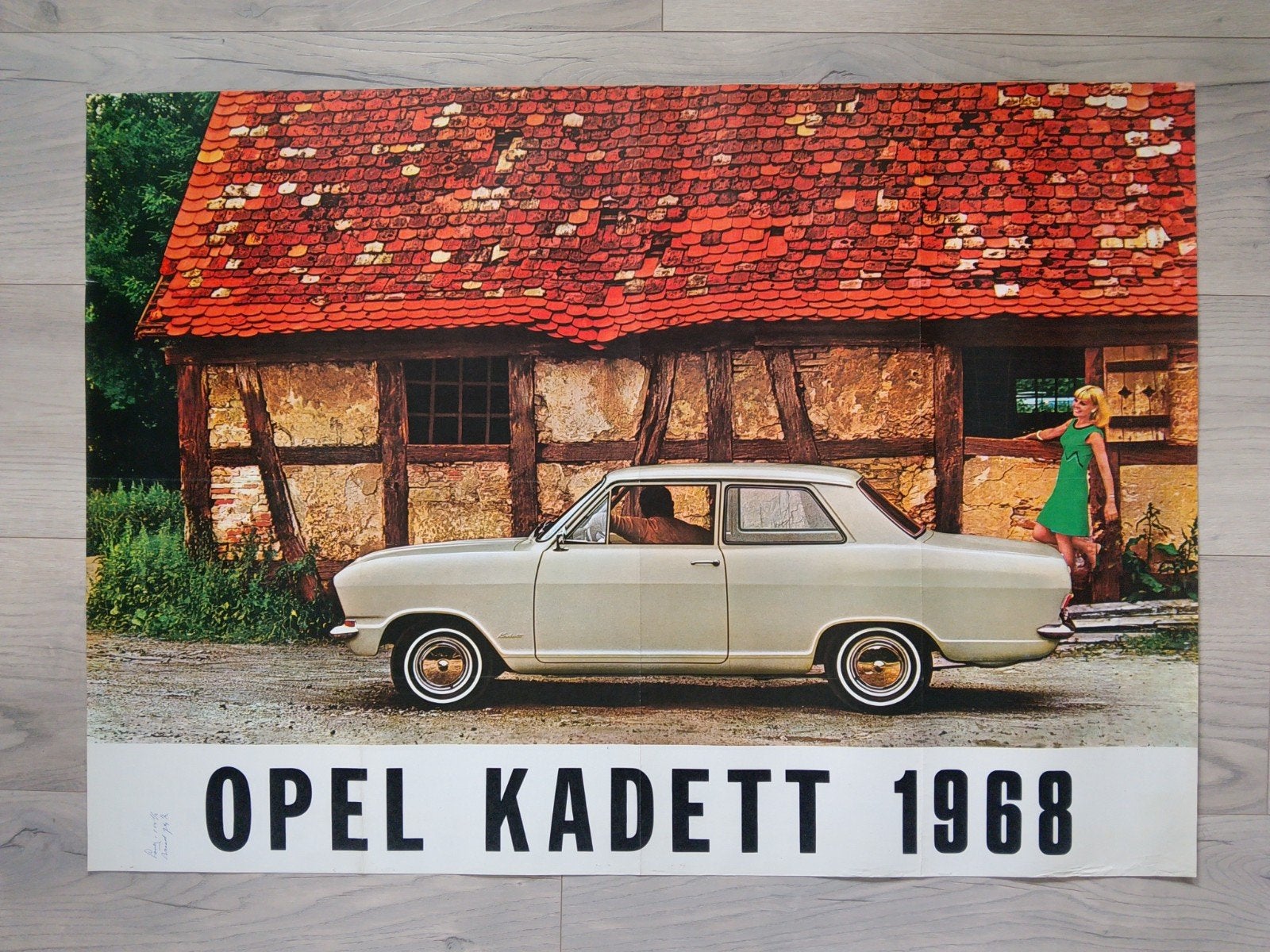 Vintage Opel Kadett poster. 1968, Verzamelen, Gebruikt, Deurposter of groter, Rechthoekig Liggend, Ophalen of Verzenden