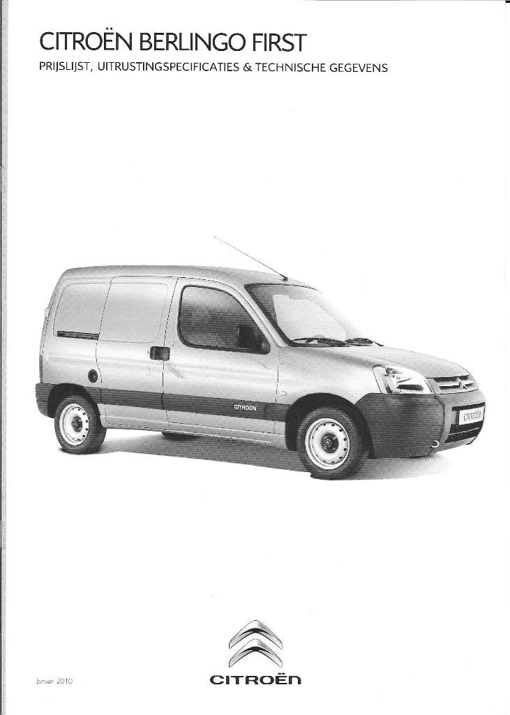 Prijslijst Citroën Berlingo First, januari 2010, Ophalen of Verzenden, Nieuw, Citroën
