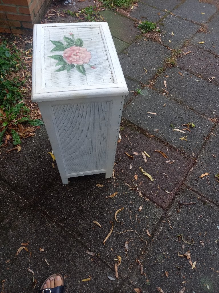 Vintage nachtkastje met bloemmotief, Ophalen, Gebruikt, Minder dan 45 cm, 70 cm of meer