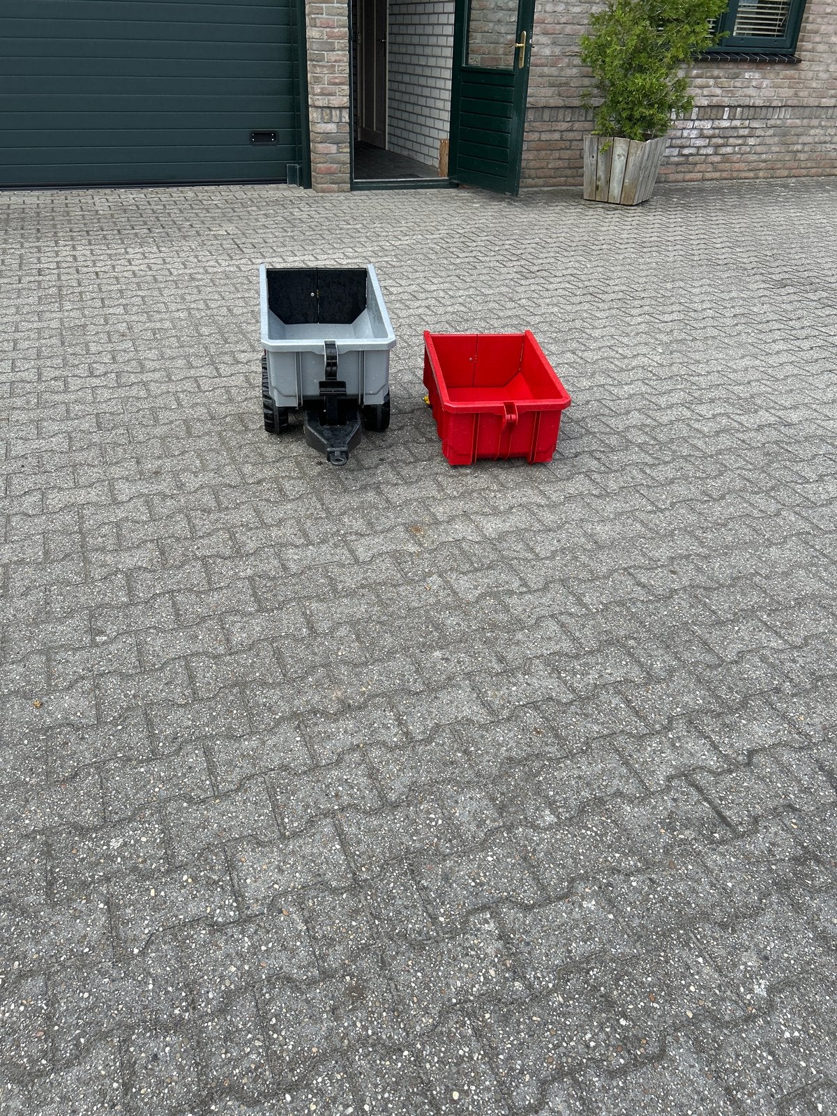 Rolly Toys kar met twee kiepbakken voor traptrekker, Ophalen, Zo goed als nieuw