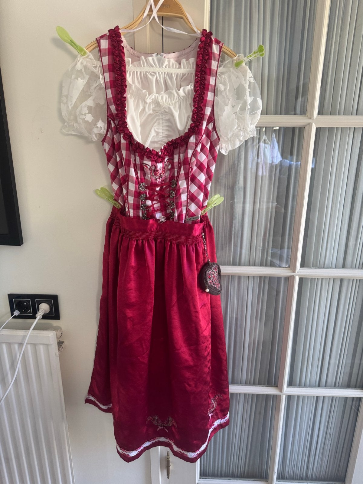 Spieth & Wensky Dirndl 4-delig 44/XL rood/wit Oktoberfest, Maat 46/48 (XL) of groter, Ophalen of Verzenden, Kleding, Overige thema's