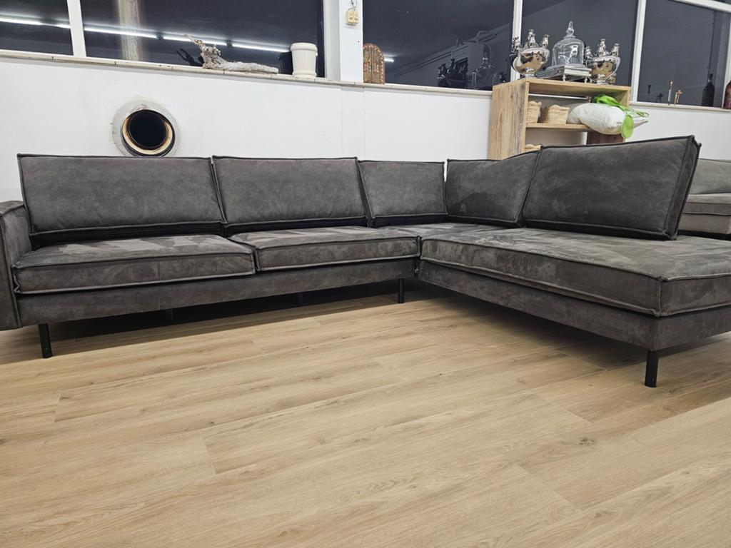 Hoekbank - Microvezel - Antraciet, Zo goed als nieuw, Info@homefriesland.nl, Vierpersoons of meer, Home Friesland