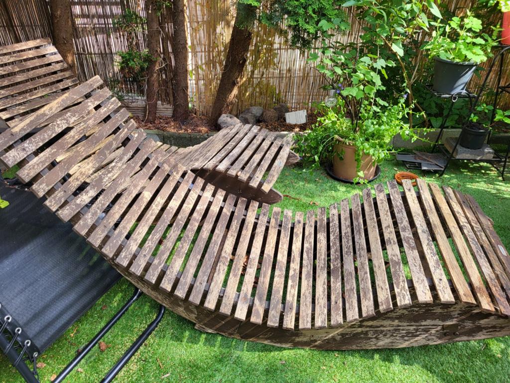 2 schommel of sauna ligstoelen, Tuin en Terras, Ligbedden, Ophalen, Gebruikt
