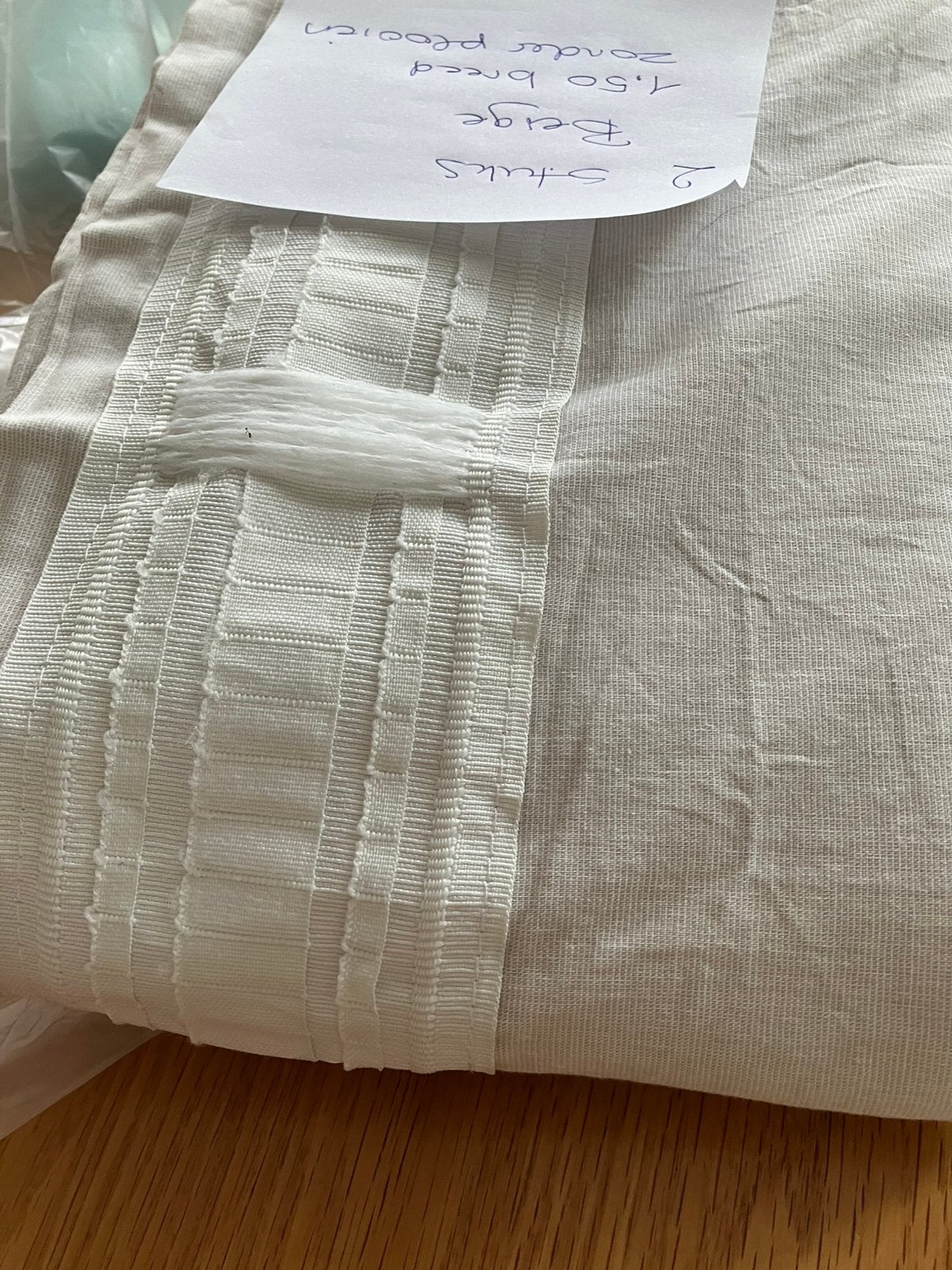 2 st. Beige dun gordijn 150 breed lang 2.90m, Ophalen, Gebruikt, Beige, Gordijn