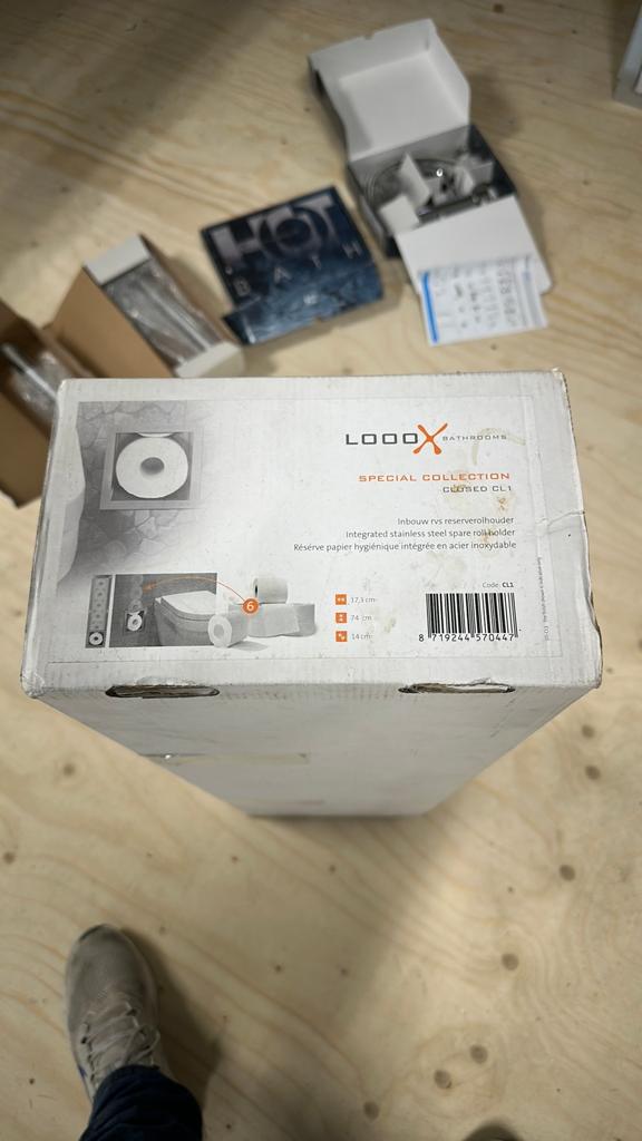 Looox inbouw rvs reserverol houder nieuw in doos, Ophalen of Verzenden, Nieuw, Rvs, Toilet