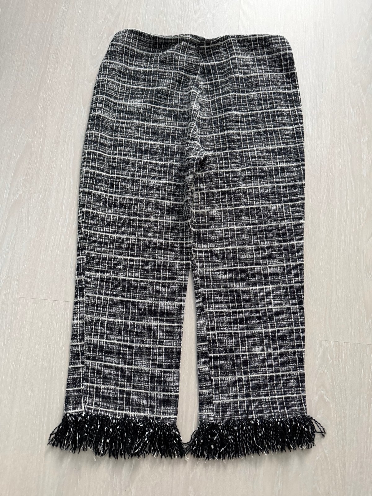 Zara Trafaluc geruite broek met franjes, Maat 38/40 (M), Zwart, Ophalen of Verzenden, Zo goed als nieuw