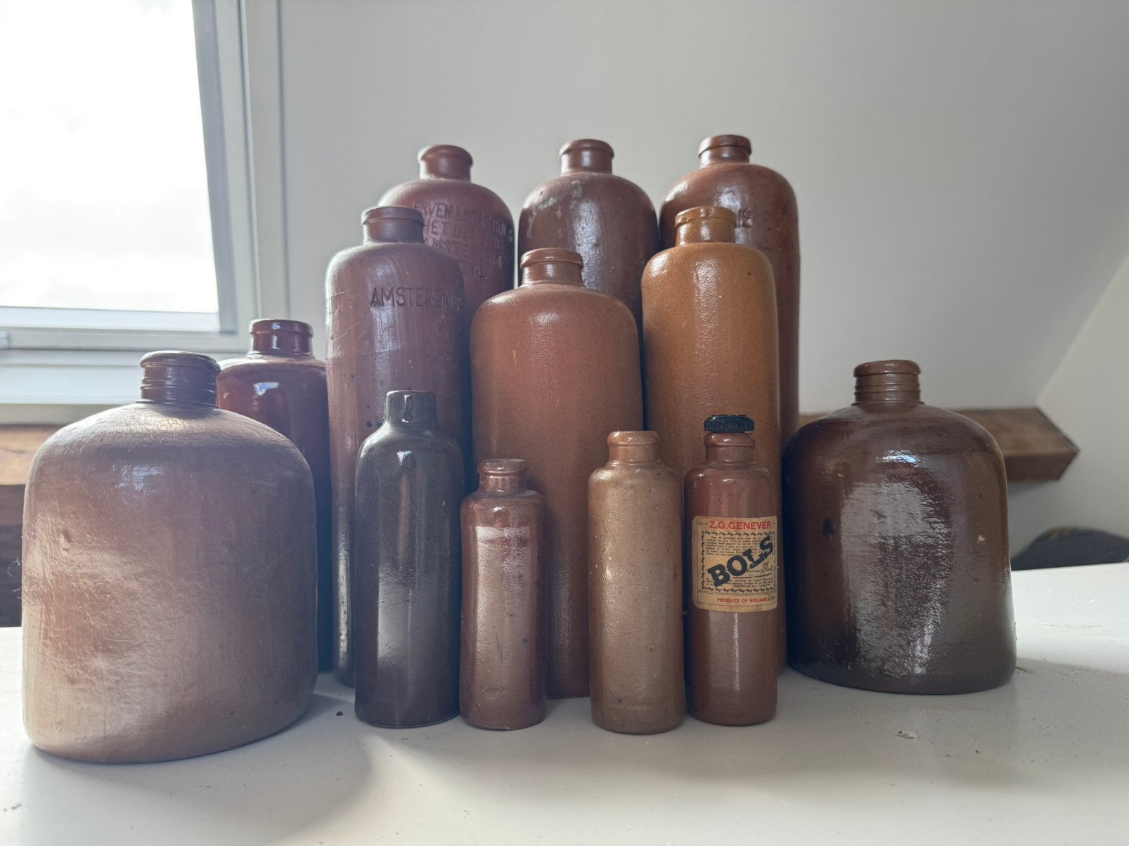 Oude bruine apothekers- of laboratoriumfles, Ophalen, Zo goed als nieuw, Bruin, Steen/keramiek