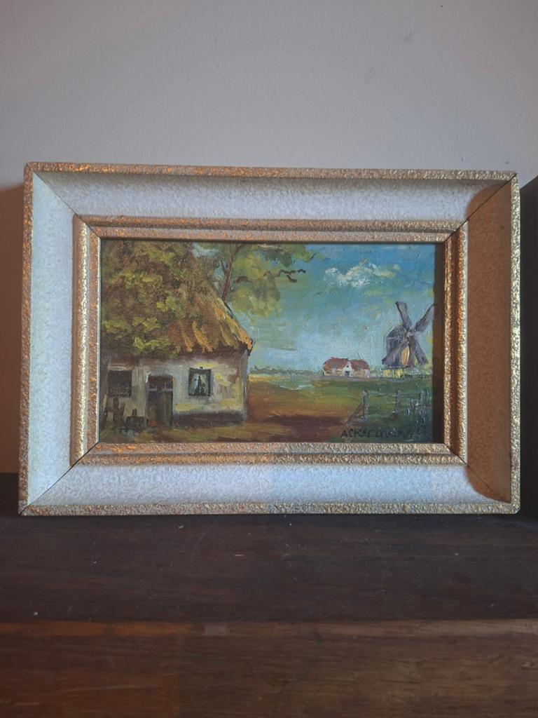 Twee Hollandse landschapsschilderijen, gesigneerd, Ophalen of Verzenden
