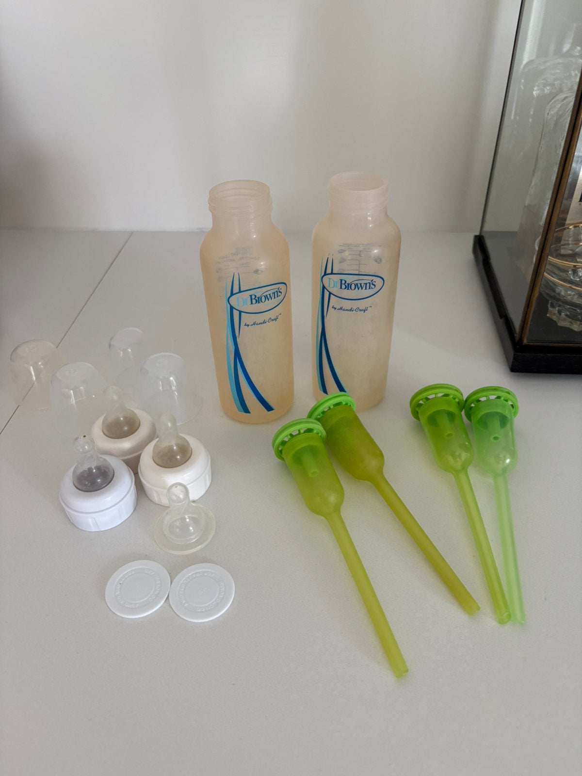 2x Dr. Brown baby fles incl. toebehoren, Ophalen of Verzenden, Zo goed als nieuw