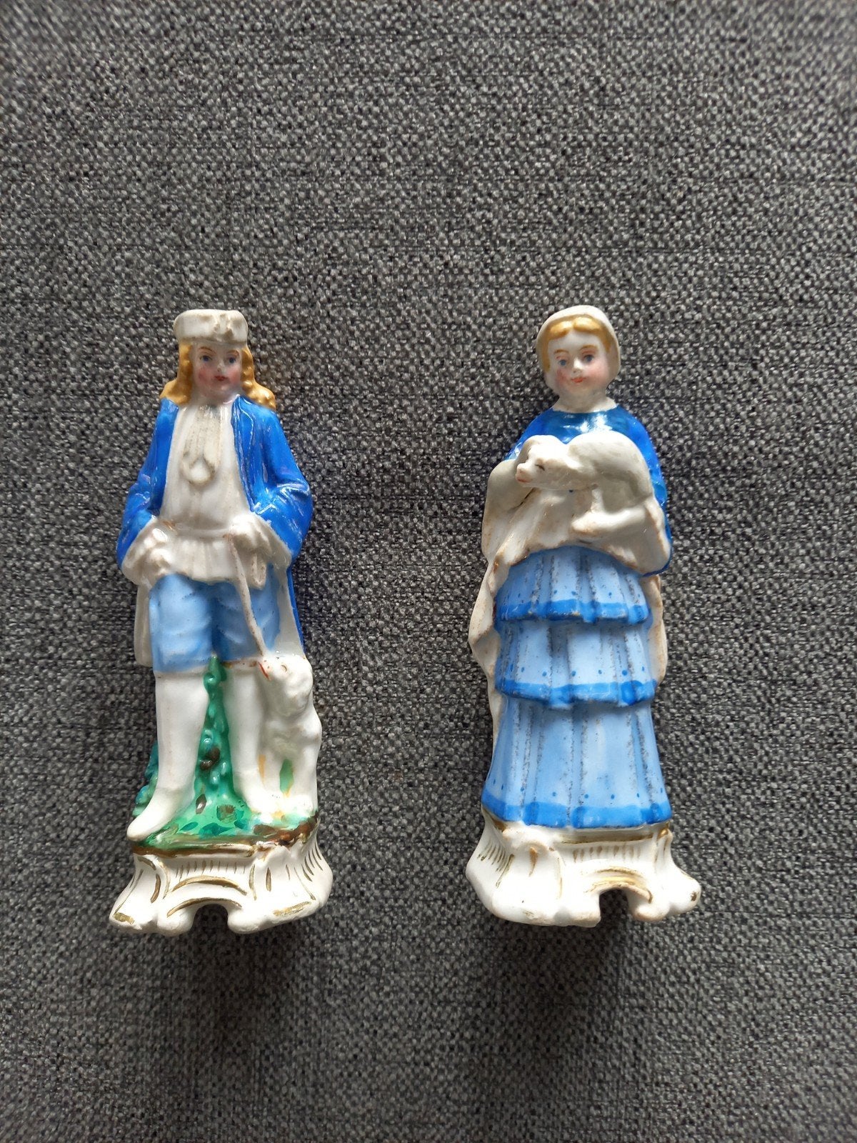 Antieke porseleinen beeldjes - Herder en Herderin, Antiek en Kunst, Ophalen of Verzenden