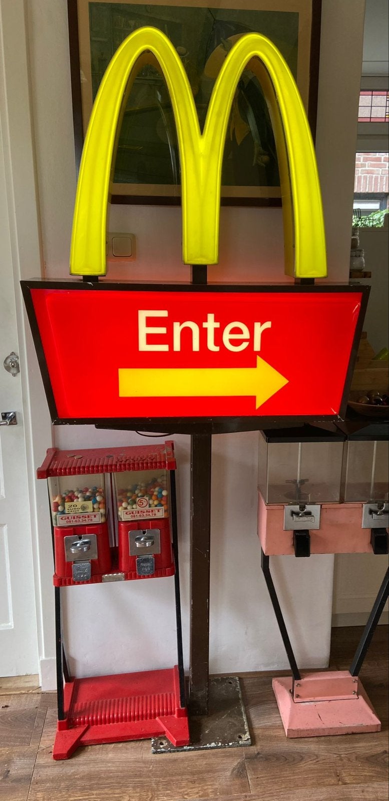 Vintage McDonald's 'Enter' lichtbak met Golden Arches, Ophalen of Verzenden, Gebruikt, Lichtbak of (neon) lamp