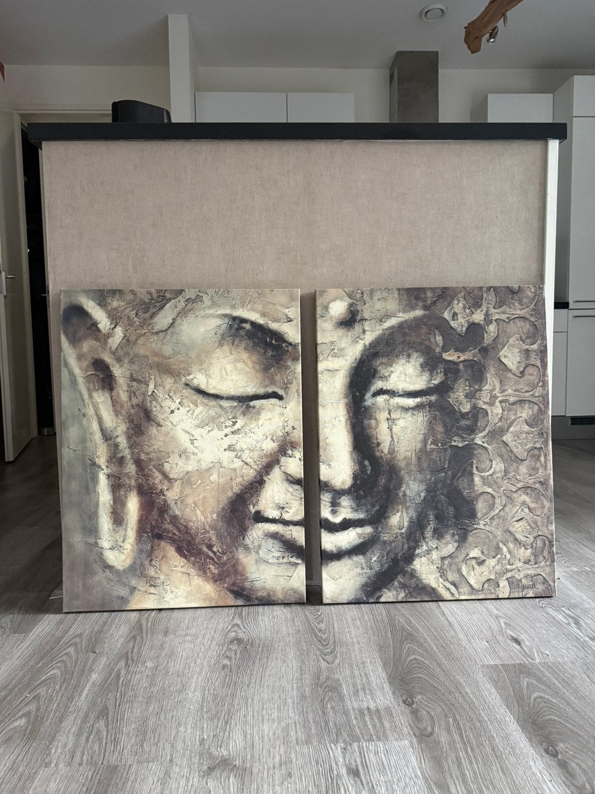 Prachtige budha schilderij 2 delig, Huis en Inrichting, Woonaccessoires | Schilderijen, Tekeningen en Foto's, Ophalen, Zo goed als nieuw
