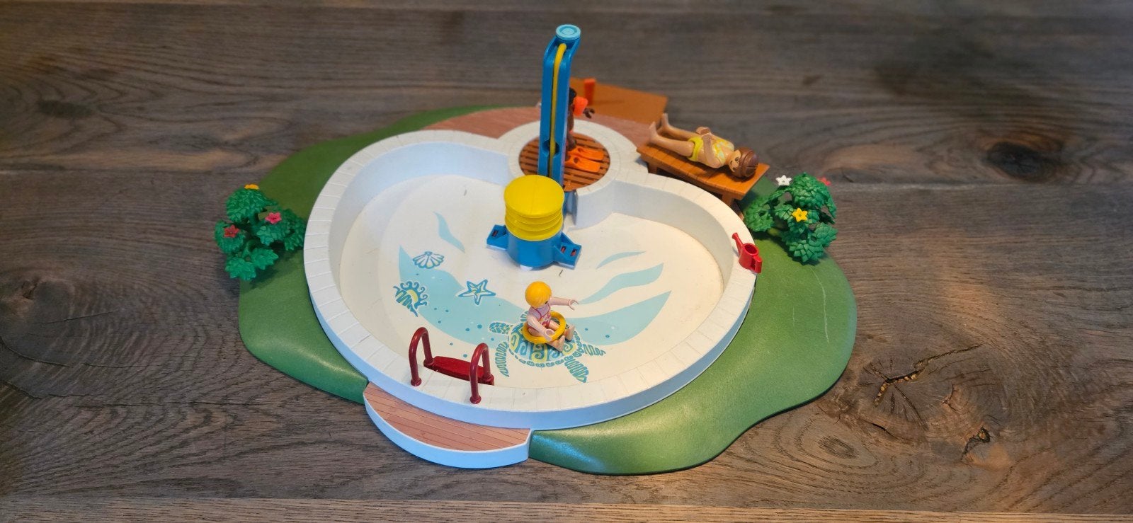 Playmobil Zwembad met glijbaan en figuren, Gebruikt, Complete set, Overige typen, Ophalen of Verzenden