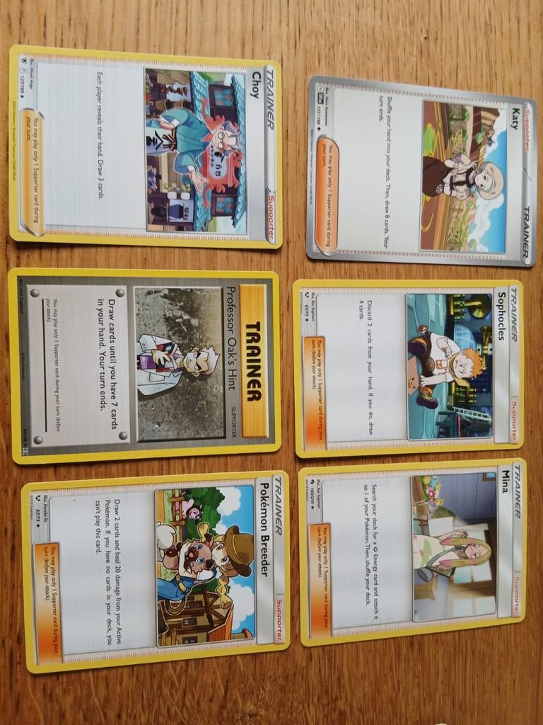 Pokémon Trainer Kaarten Set - Choy, Katy, Sophocles, Mina, Ophalen of Verzenden, Gebruikt, Meerdere kaarten