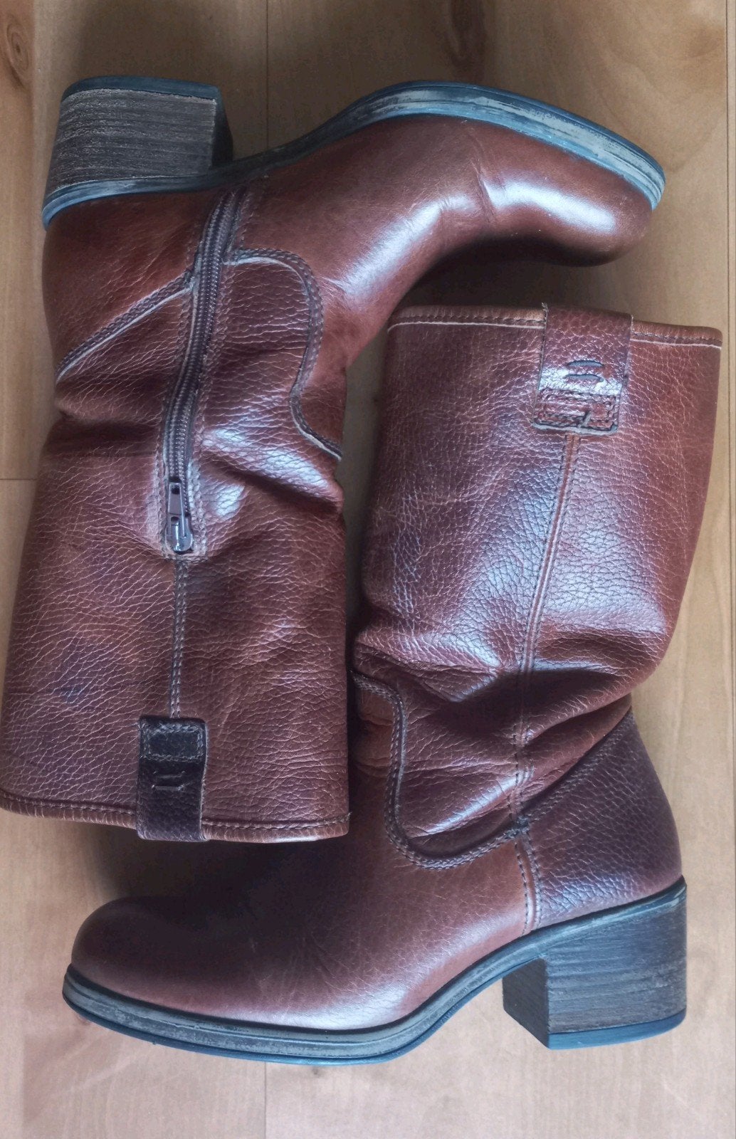 5th Avenue Bruine Leren Laarzen met Rits  Maat 36 Gevoerd, Hoge laarzen, Bruin, Ophalen of Verzenden, 5th Avenue