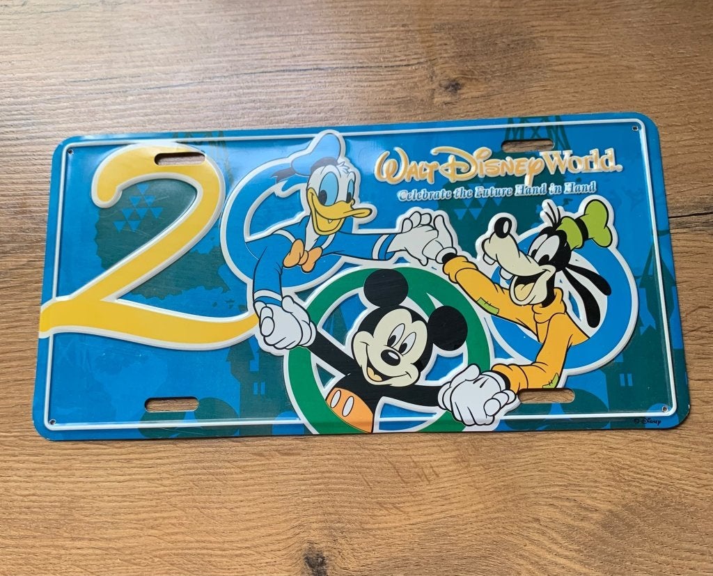 Walt Disney World 2000 Nummerplaat Decoratie, Ophalen of Verzenden, Mickey Mouse, Gebruikt, Overige typen