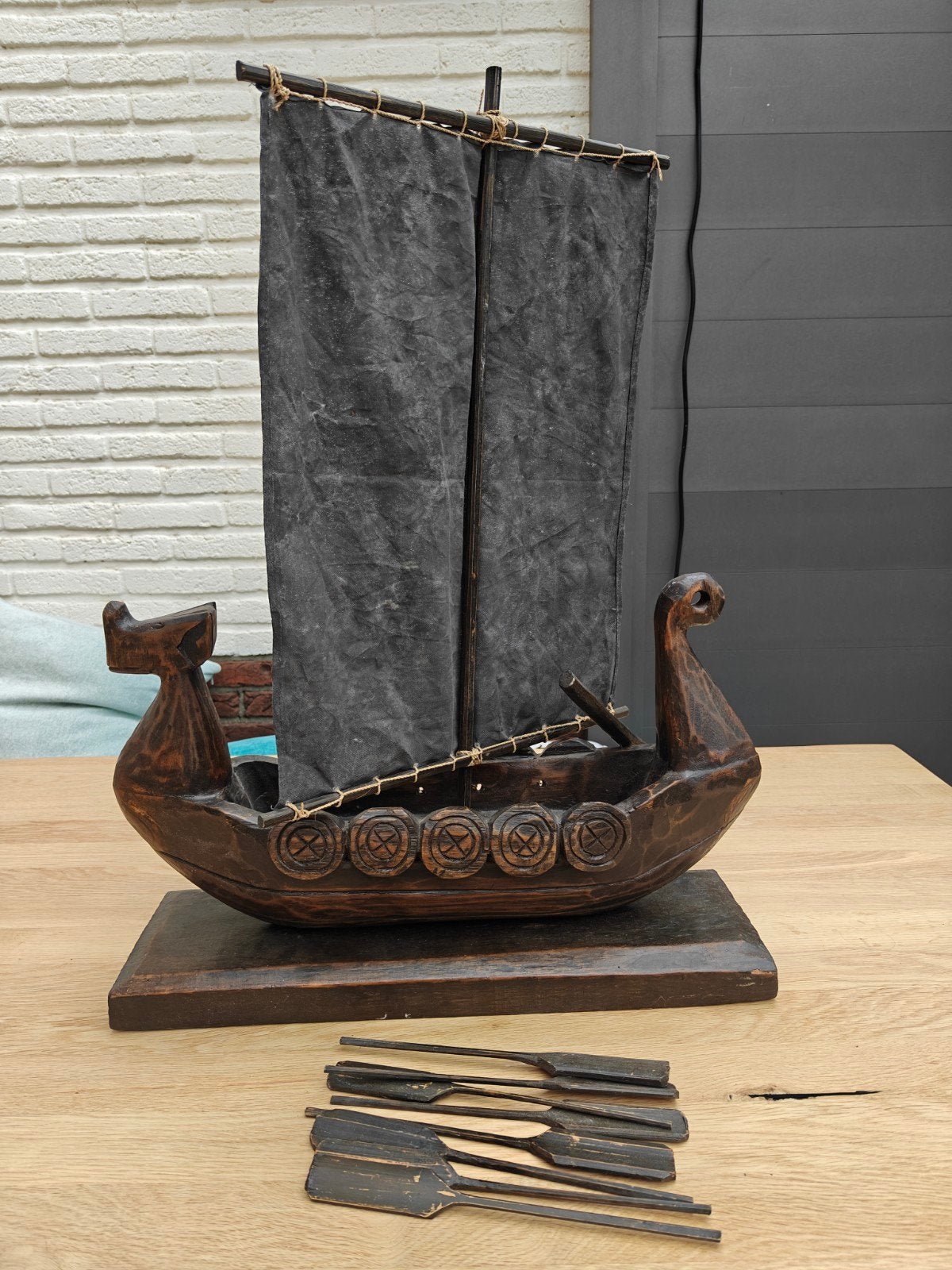 Decoratief houten Viking schip., Ophalen, Zo goed als nieuw, Hout