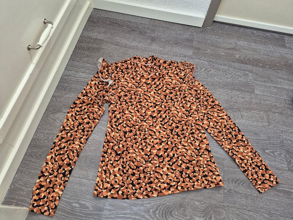 Longsleeve truitje met Print Bruin,Creme,Zwart & Camel Kleur, Meisje, Ophalen of Verzenden, Zo goed als nieuw, Shirt of Longsleeve