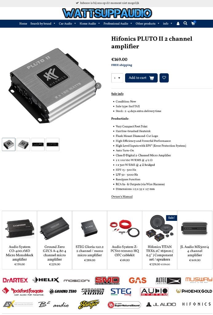 Hifonics PLUTO II Micro versterker, Auto diversen, Audio-design, Nieuw, Am Breilingsweg 3, 76709 Kronau, Duitsland, Ophalen of Verzenden