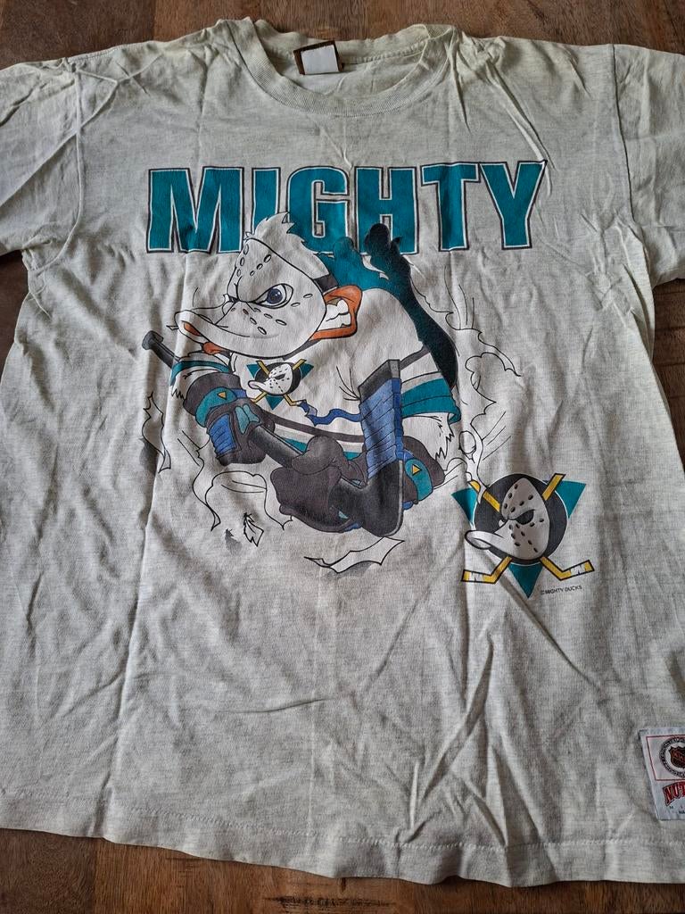 3 Mighty Ducks ijshockey T-shirts - Vintage, Maat 52/54 (L), Ophalen of Verzenden, Nutmeg, Grijs