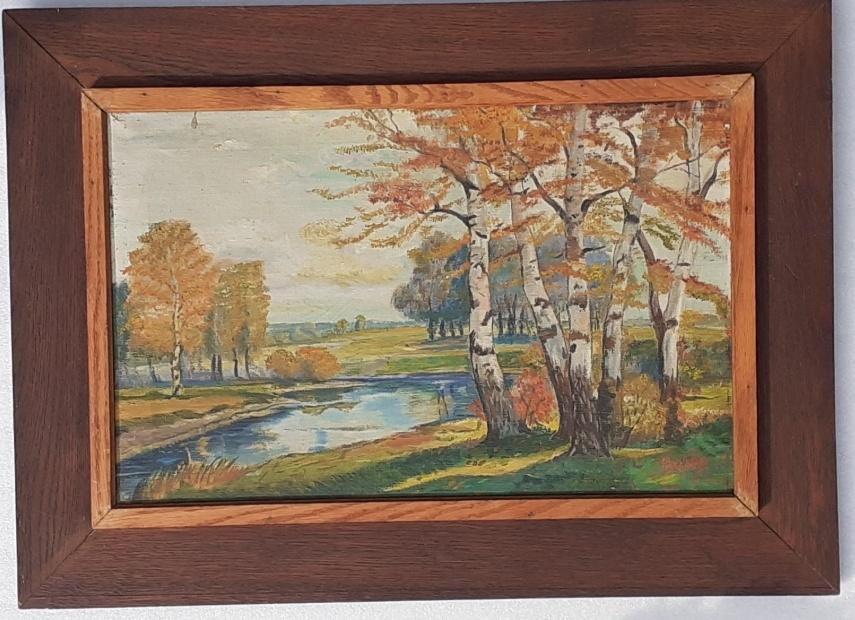 Albert Brabo (1894-1964) Rivierlandschap. Olieverf op doek., Ophalen of Verzenden