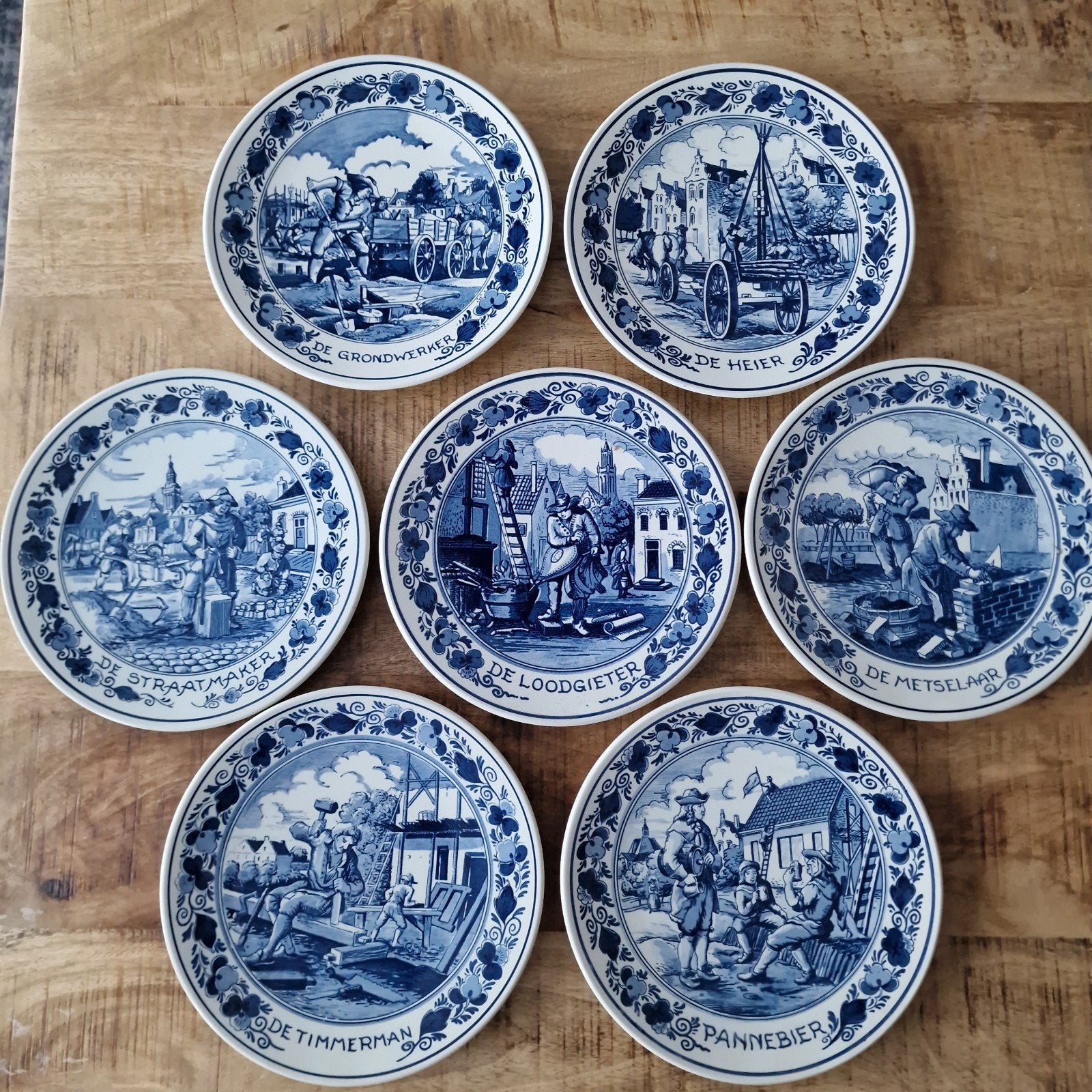 Delfts blauwe wandborden - Bouwthema (7 stuks), Antiek en Kunst, Ophalen of Verzenden
