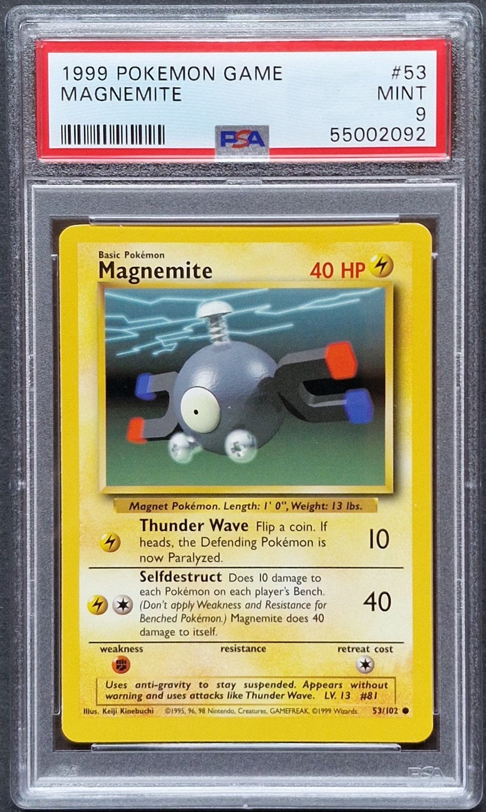 Magnemite Psa 9 Base set Unlimited, Ophalen of Verzenden