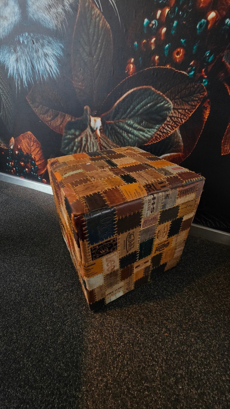 Leatherpatch Poef / Hocker, Ophalen of Verzenden, Gebruikt, Minder dan 50 cm