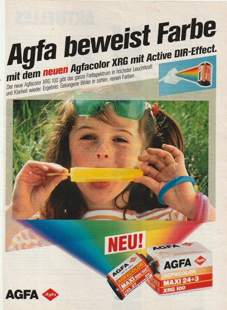 Retro reclame 1988 Agfa film meisje met ijsje, Verzenden, Overige typen