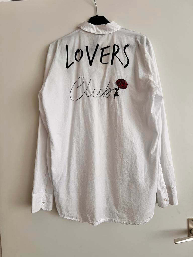 Witte blouse katoen met borduursels, Ophalen of Verzenden, Zo goed als nieuw, Maat 36 (S), Wit