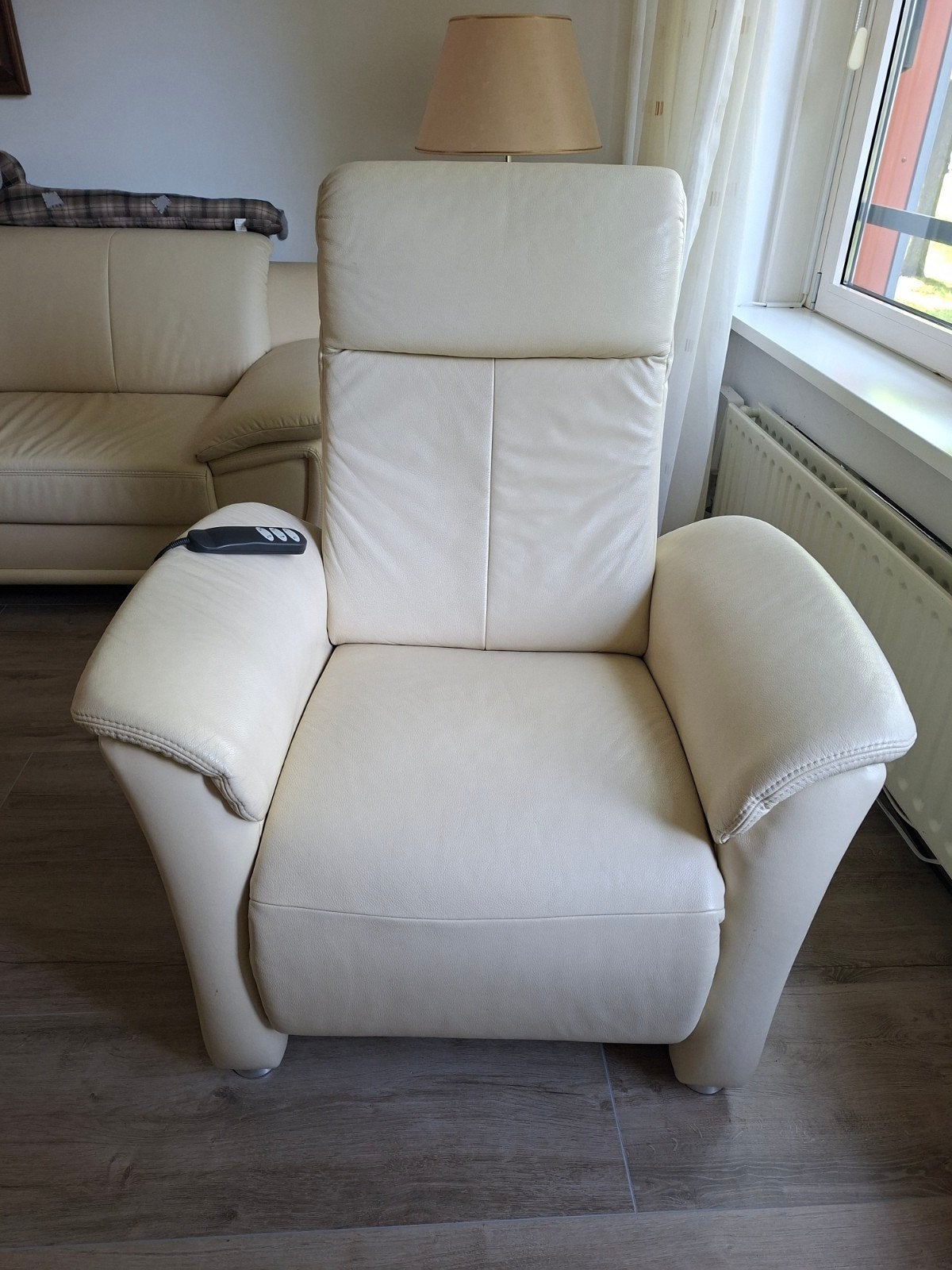 Leren Relaxfauteuil met Voetenbank - Crème