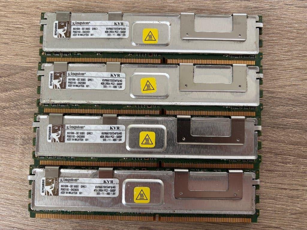4x 4GB DDR2 servergeheugen Kingston, Computers en Software, Gebruikt, Server, Ophalen of Verzenden, DDR2