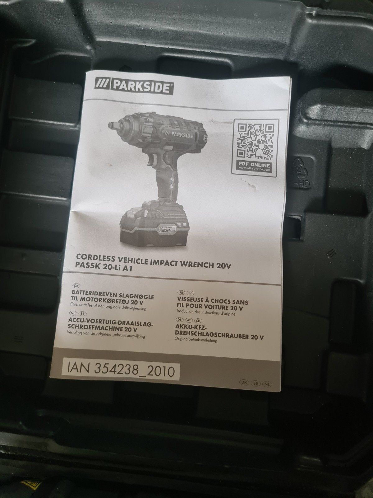 Parkside Slagmoersleutel 20V met Accu en Lader, Doe-het-zelf en Verbouw, Gereedschap | Handgereedschap, Zo goed als nieuw, Ophalen of Verzenden