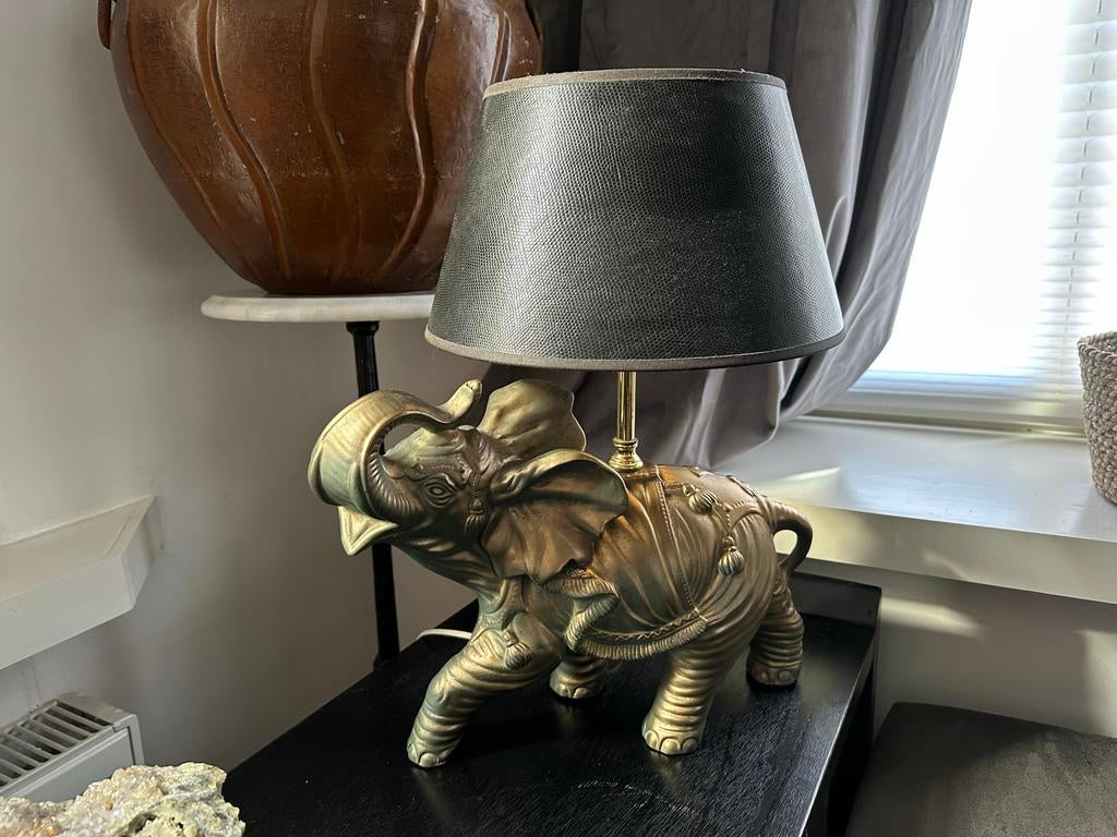 Antieke Italiaanse tafellamp olifant 35x40cm, Antiek en Kunst, Antiek | Lampen, Ophalen of Verzenden