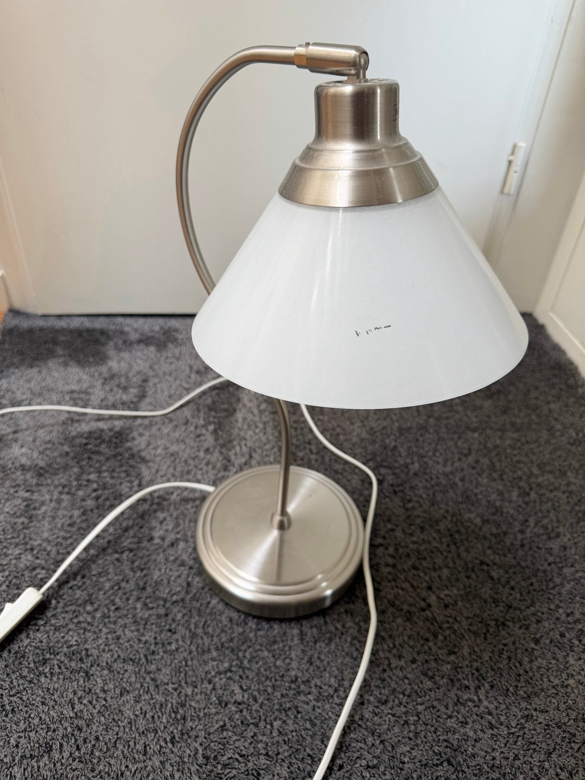 IKEA KROBY Tafellamp - Geborsteld staal met glazen kap, Ophalen, Gebruikt, E14 (klein), IKEA