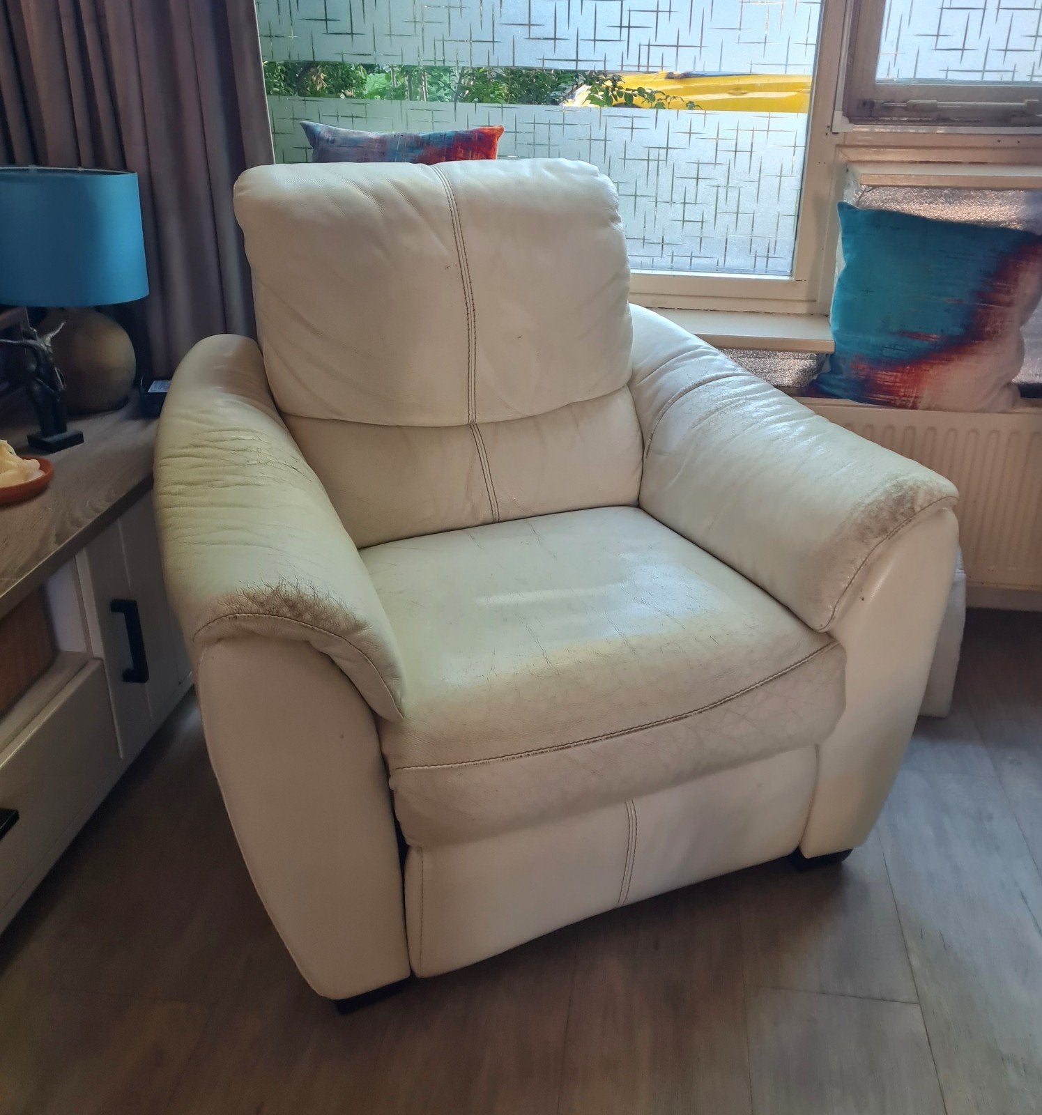 lederen relaxfauteuil (electrisch), Ophalen, Gebruikt, Eenpersoons, 75 tot 100 cm