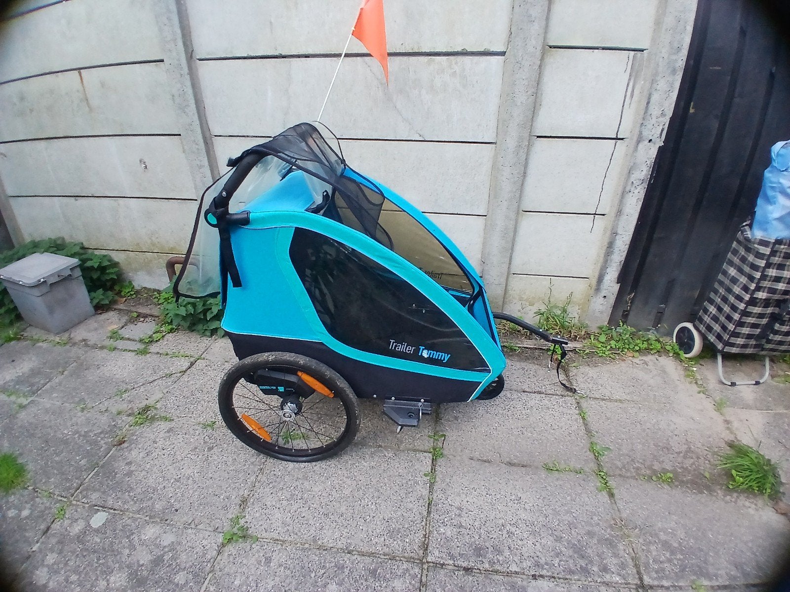Kinderfietskar -Mirage Trailer Tommy  Blauw, Ophalen, Gebruikt, Opvouwbaar, Kinderkar
