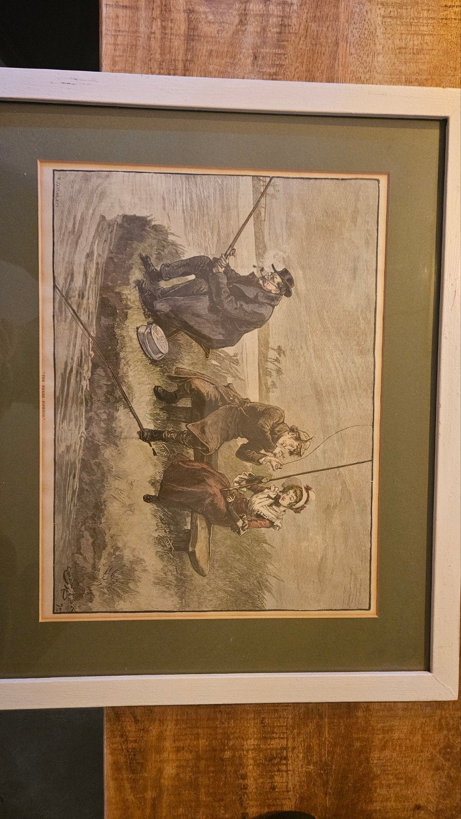 Vintage prent: 'The Three Fishers' - Dagelijks Leven, Antiek en Kunst, Dagelijks leven, 1800 - 1899, Overige technieken, Ophalen of Verzenden