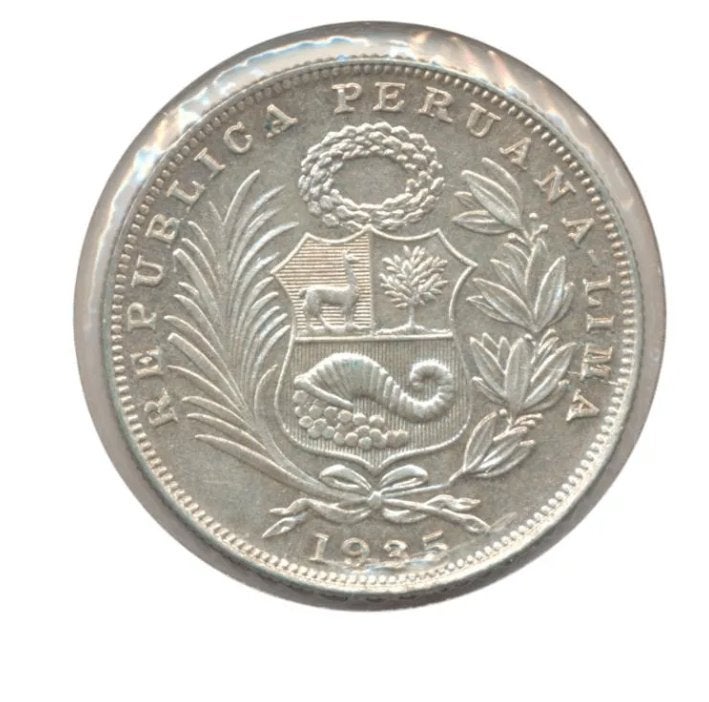 Peru 1/2 Sol 1935, Ophalen of Verzenden, Zuid-Amerika, Losse munt, Zilver