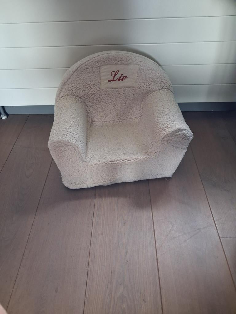 Beige stoffen kinderstoeltje, hoes uitwasbaar, Ophalen of Verzenden