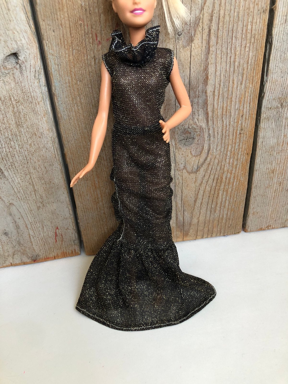 Zwart goud feest jurk voor Barbie, Ophalen of Verzenden, Zo goed als nieuw, Barbie