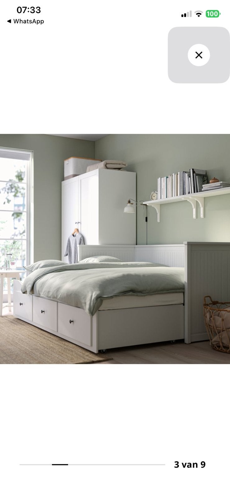 Ikea bed +kast, Huis en Inrichting, Ophalen, Verstelbaar, 90 cm, Zo goed als nieuw